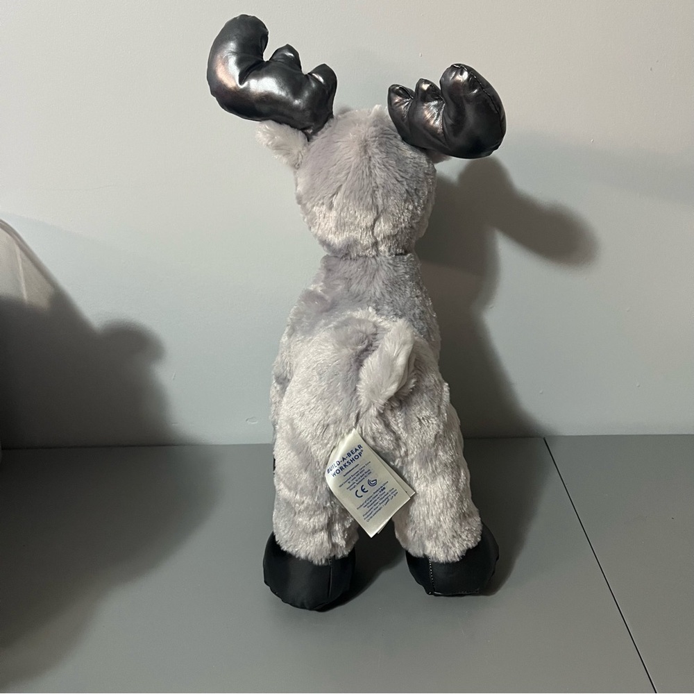 Build A Bear Gray Gust Moose Plush Animal 2018 Green Eye Silver Reindeer 14” - Picture 5 of 10